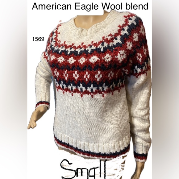 American Eagle washable Wool Sweater 🔥⛷️Great for Hitting the slopes🔥Sm/Med P - Picture 10 of 11